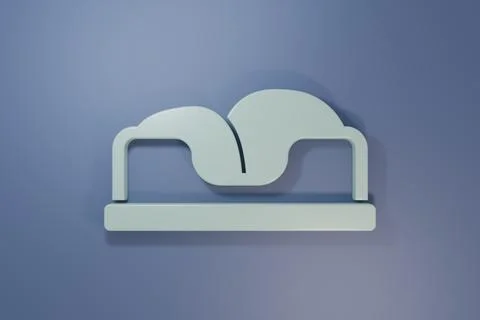 Grey Pet bed icon isolated on purple-blue background. Minimalism concept. 3.. Stock Illustration