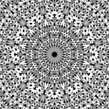Grey petal ornate mandala pattern wallpaper - geometric vector background 스톡 일러스트