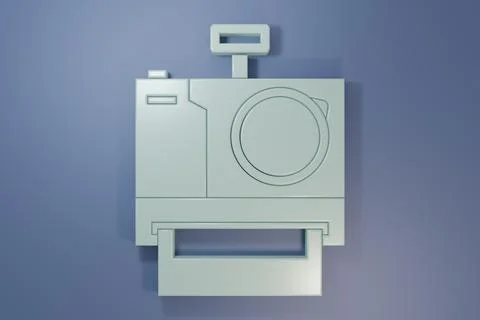 Grey Photo camera icon isolated on purple-blue background. Foto camera icon.. Stock Illustration