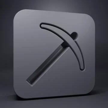 Grey Pickaxe icon isolated on grey background. Minimalism concept. 3D rende.. Stock Illustration