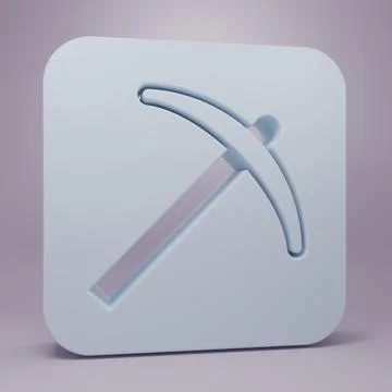 Grey Pickaxe icon isolated on purple background. Minimalism concept. 3D ren.. 库存插图