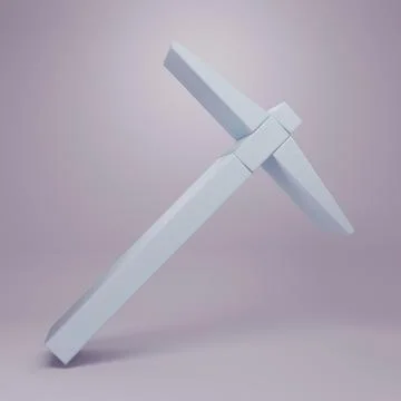 Grey Pickaxe icon isolated on purple background. Minimalism concept. 3D ren.. 库存插图