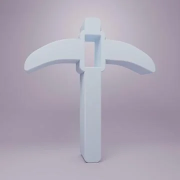 Grey Pickaxe icon isolated on purple background. Minimalism concept. 3D ren.. Stock Illustration