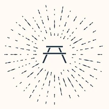 Grey Picnic table with benches on either side of the table icon isolated on Stock Illustration