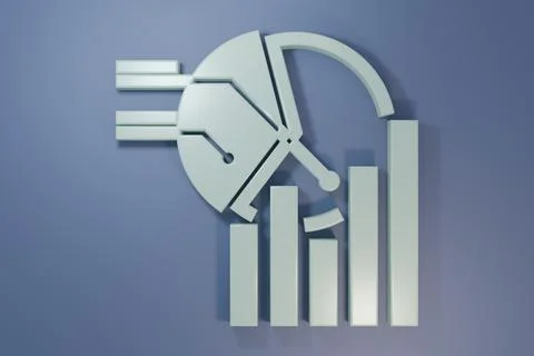 Grey Pie chart infographic icon isolated on purple-blue background. Diagram.. 库存插图