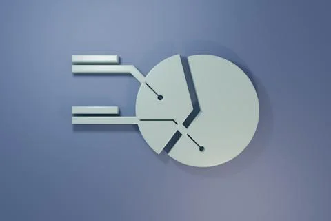 Grey Pie chart infographic icon isolated on purple-blue background. Diagram.. 库存插图