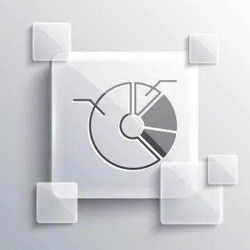 Grey Pie chart infographic icon isolated on grey background. Diagram chart .. Stock Illustration