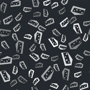 Grey Piece of cake icon isolated seamless pattern on black background. Happy Stock Illustration