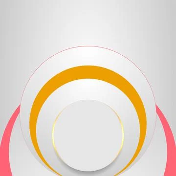 Grey, pink and orange circles with glowing light, abstract geometric backgrou Stock Illustration