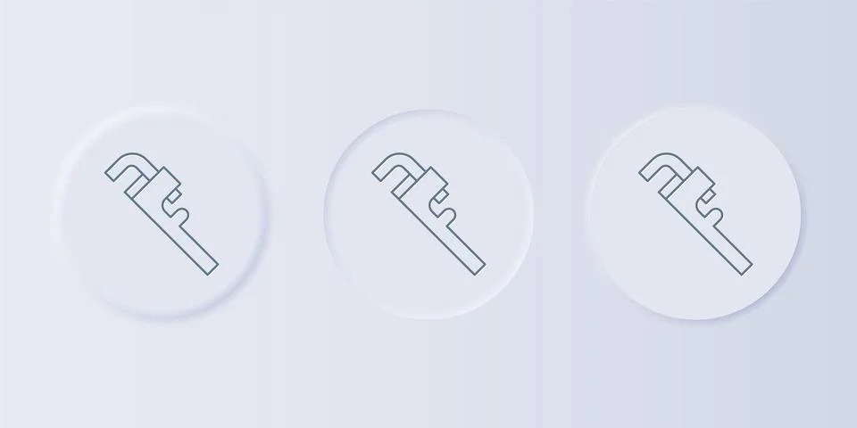 Grey Pipe adjustable wrench icon isolated on grey background. Set icons in .. Ilustración de archivo