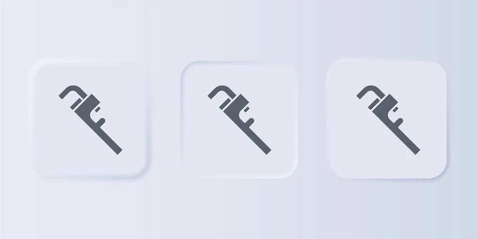 Grey Pipe adjustable wrench icon isolated on grey background. Set icons in .. Ilustración de archivo