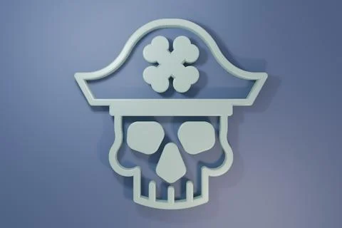 Grey Pirate captain icon isolated on purple-blue background. Minimalism con.. Stock Illustration