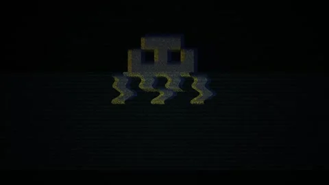Grey pixelated robot on black background. Stock Footage 334887070
