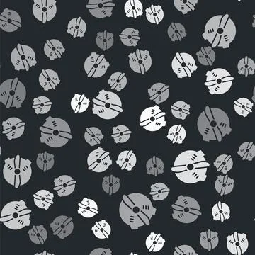 Grey Plane propeller icon isolated seamless pattern on black background. Vintage Stock Illustration