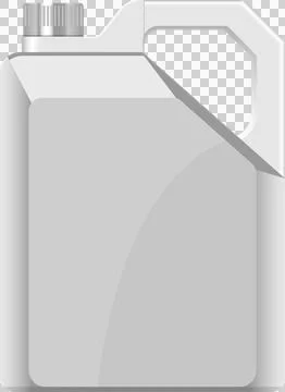 A grey plastic container is displayed, featuring a handle, a screw top and .. Stock Illustration