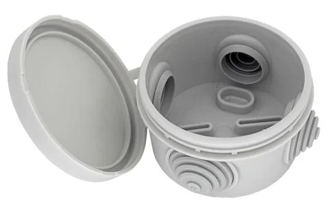 Grey plastic electrical junction Stock Photos