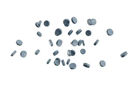 Grey Plastic pellets Falling on white Background Plastic granules Polymer B.. Stock Illustration