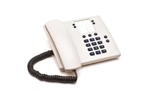 Grey plastic telephone on white background Stock Photos