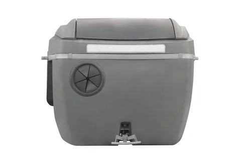 Grey plastic trash container isolated on white background Stock Photos