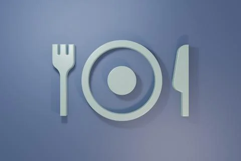 Grey Plate, fork and knife icon isolated on purple-blue background. Cutlery.. Illustrazione stock