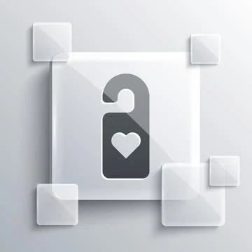 Grey Please do not disturb with heart icon isolated on grey background. Hotel Illustration