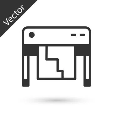 Grey Plotter icon isolated on white background. Large format multifunction .. Stock Illustration