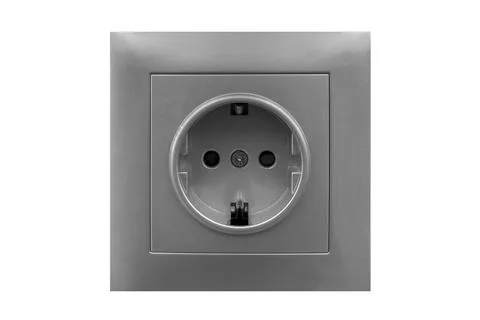 Grey plug isolated on white background Stock Photos