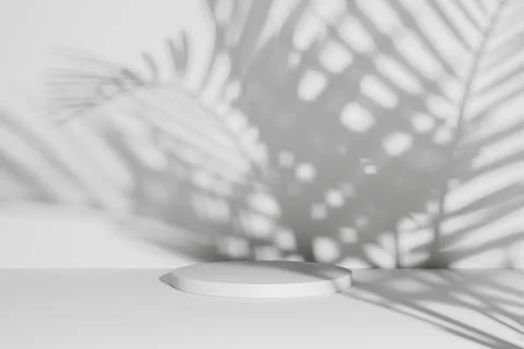 Grey podium with palm leaf shadow for aesthetic display Stock Illustration