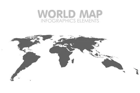 Grey Political World Map Vector isolated Illustration 库存插图