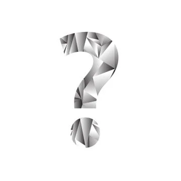 Grey Polygonal Question Mark Isolated on White Background Illustrazione stock