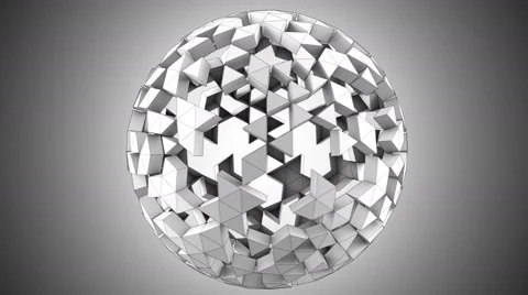 Grey polygonal spherical shape rotating loopable 3D render 4k UHD (3840x2160) Stock Footage 68116056