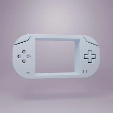 Grey Portable video game console icon isolated on purple background. Gamepa.. Stock Illustration