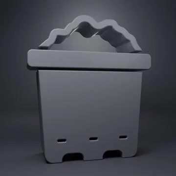 Grey Pot with soil icon isolated on grey background. Minimalism concept. 3D.. Stock Illustration