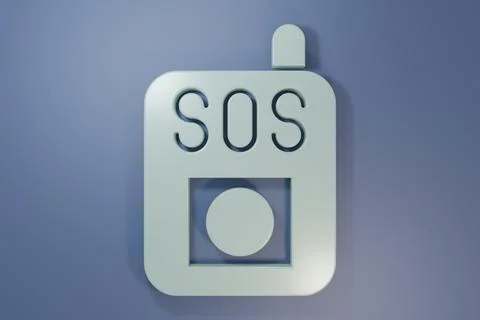 Grey Press the SOS button icon isolated on purple-blue background. Minimali.. Stock Illustration