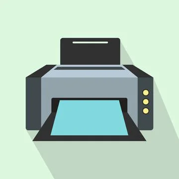 Grey printer icon in flat style Stock Illustration
