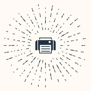 Grey Printer icon isolated on beige background. Abstract circle random dots Stock Illustration