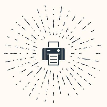 Grey Printer icon isolated on beige background. Abstract circle random dots Stock Illustration