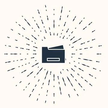 Grey Printer icon isolated on beige background. Abstract circle random dots.  Stock Illustration