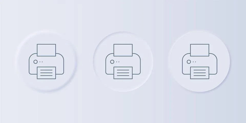 Grey Printer icon isolated on grey background. Set icons in square buttons... Stock Illustration
