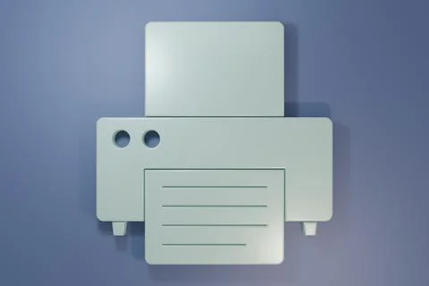 Grey Printer icon isolated on purple-blue background. Minimalism concept. 3.. Illustrazione stock