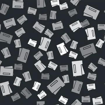 Grey Printer icon isolated seamless pattern on black background. Vector Stock Illustration