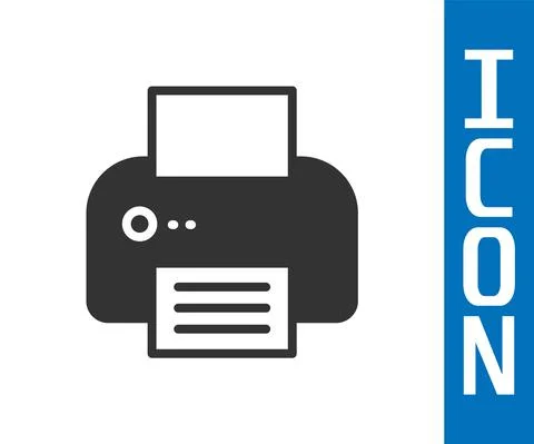 Grey Printer icon isolated on white background. Vector Stock Illustration