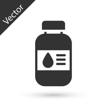 Grey Printer ink bottle icon isolated on white background.  Vector Stock Illustration