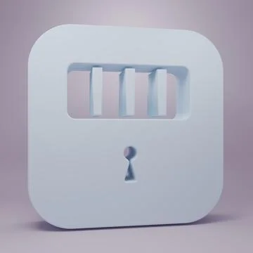 Grey Prison cell door with grill window icon isolated on purple background... Stock Illustration