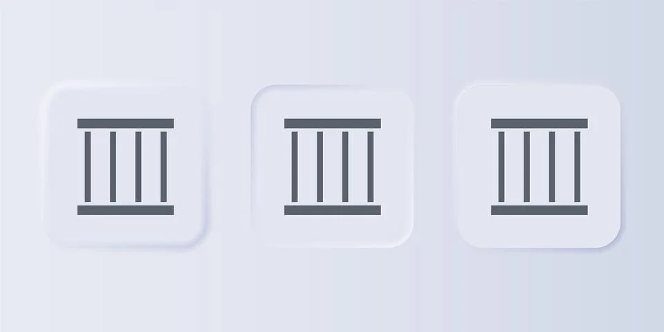 Grey Prison window icon isolated on grey background. Set icons in square bu.. Stock Illustration
