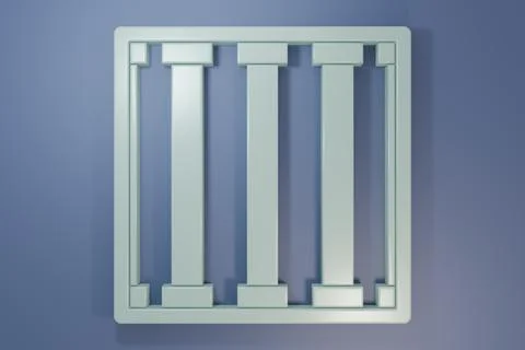 Grey Prison window icon isolated on purple-blue background. Minimalism conc.. Fotos de archivo