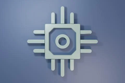 Grey Processor icon isolated on purple-blue background. CPU, central proces.. 库存照片