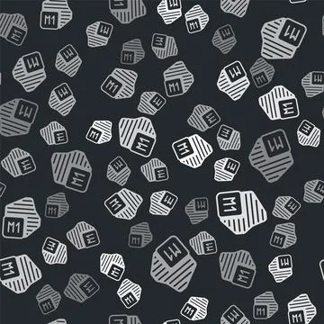 Grey Processor icon isolated seamless pattern on black background. CPU, central 스톡 일러스트