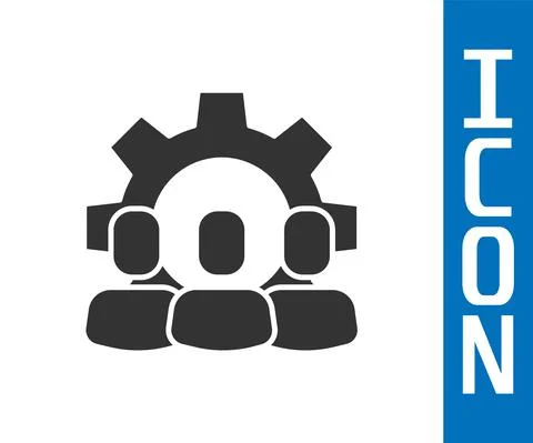 Grey Project team base icon isolated on white background. Business analysis and Illustrazione stock