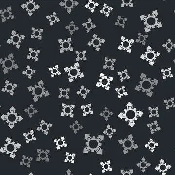 Grey Project team base icon isolated seamless pattern on black background. Bu 스톡 일러스트